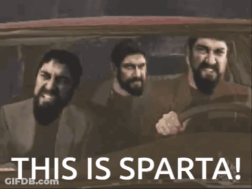 Three Bearded Men In A Car Saying This Is Sparta GIF