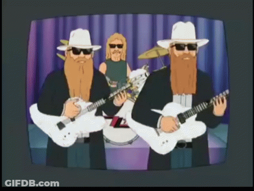 Three Bearded Men Playing Guitars In A Band GIF
