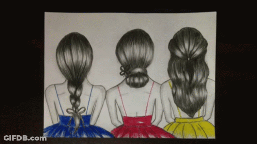 Three Best Friends Amazing Hair Styles GIF