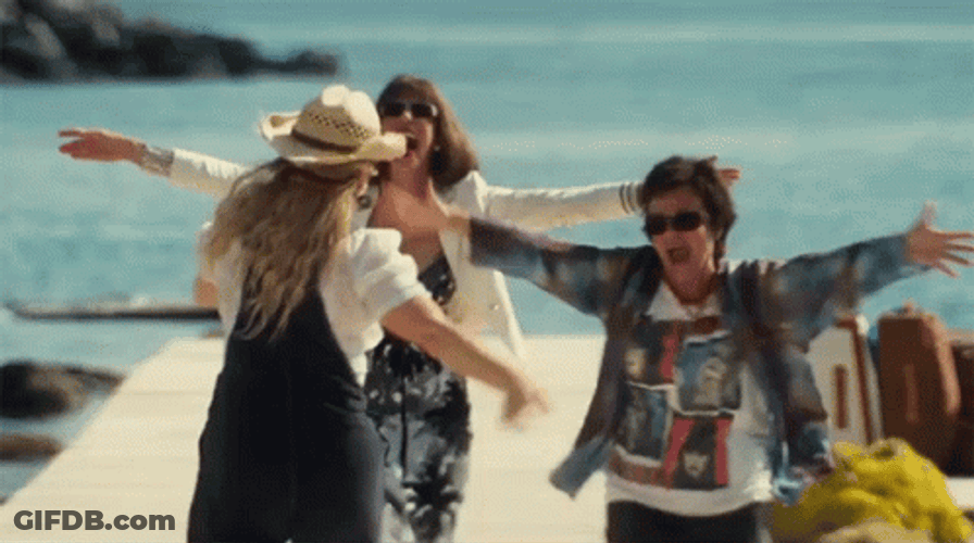 Three Best Friends Excited Hugging GIF