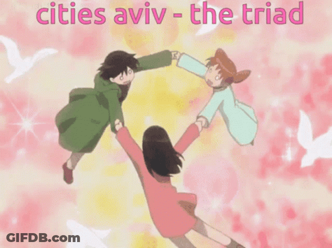 Three Best Friends Floating Azumanga Daioh Anime GIF