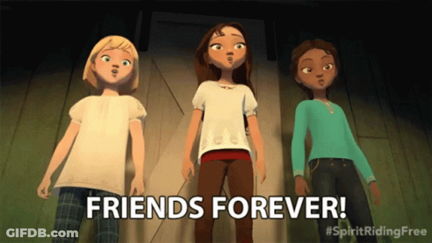 Three Best Friends Spirit Riding Free Anime GIF
