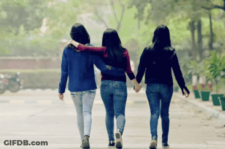 Three Best Friends Strolling In The Park GIF