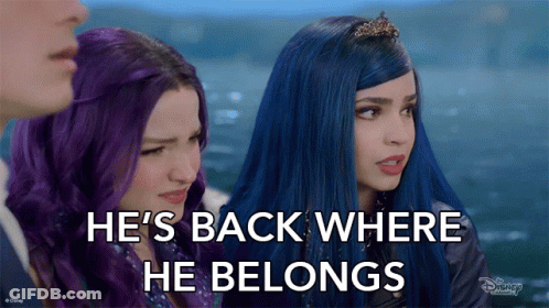 Three Blue-Haired Girls He's Back Where He Belongs GIF