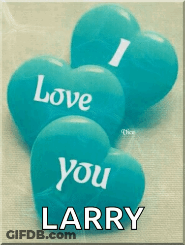 Three Blue Hearts That Say I Love You And Larry GIF
