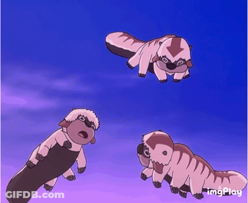 Three Cartoon Animals Are Flying In The Sky With Imgplay Written On The Bottom Right Corner GIF