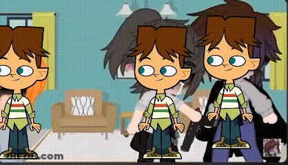 Three Cartoon Boys Standing In Living Room GIF