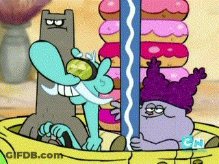 Three Cartoon Characters Are Sitting In A Yellow Car With Cn Written On The Bottom GIF