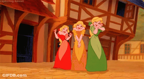 Three Cartoon Characters Are Standing In Front Of A Building With The Caption Capturing Kawaii GIF