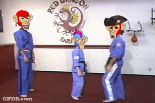 Three Cartoon Characters Are Standing In Front Of A Wall That Says Red Dragon Park GIF
