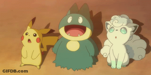 Three Cartoon Characters Are Standing Next To Each Other And One Of Them Has A Surprised Look On His Face GIF