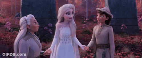 Three Cartoon Characters Are Standing Next To Each Other In A Field GIF