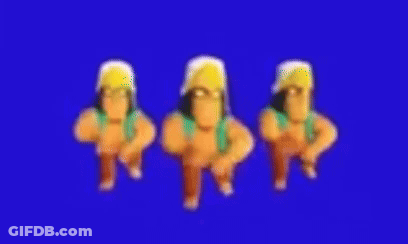 Three Cartoon Characters Are Standing Next To Each Other On A Blue Screen . GIF