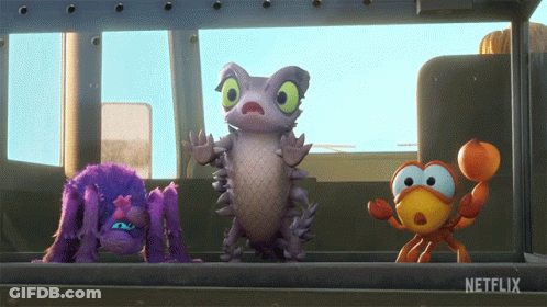 Three Cartoon Characters Are Standing Next To Each Other With A Netflix Logo On The Bottom Right GIF