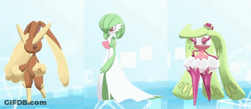 Three Cartoon Characters Are Standing Next To Each Other With One Being A Rabbit GIF