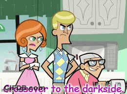 Three Cartoon Characters Crossover To The Darkside GIF