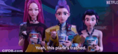 Three Cartoon Characters Drinking Through Straws GIF