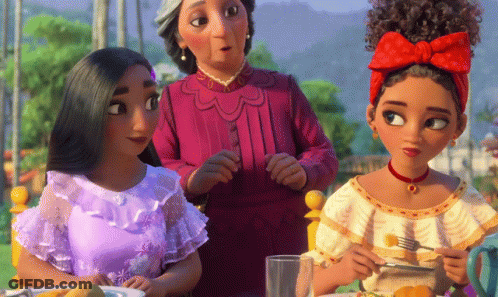 Three Cartoon Characters Eating At Table GIF
