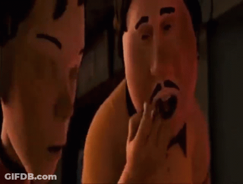Three Cartoon Characters In Diner GIF