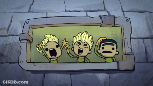 Three Cartoon Characters Looking Out Window GIF
