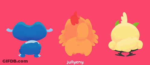 Three Cartoon Characters On Pink Background Jullyeny GIF