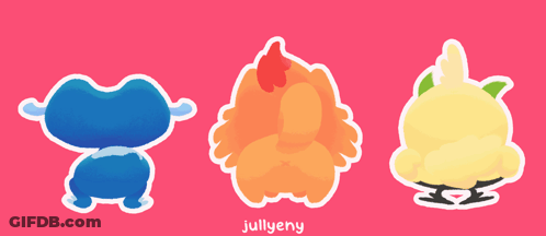 Three Cartoon Characters On Pink Background Jullyeny GIF