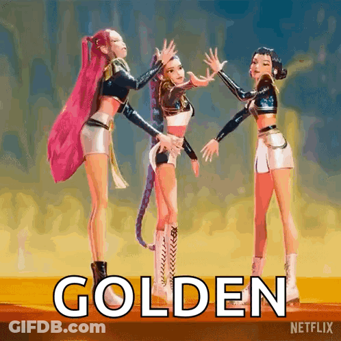 Three Cartoon Characters On Stage With Golden GIF