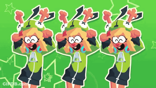 Three Cartoon Characters One With Letter A On Shirt GIF