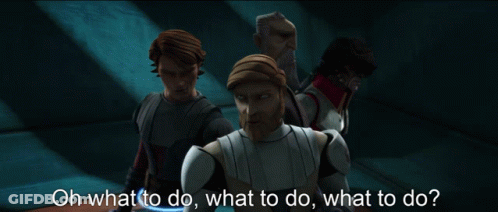 Three Cartoon Characters Saying Oh What To Do GIF