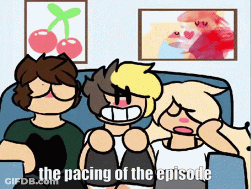 Three Cartoon Characters Sitting On Couch GIF