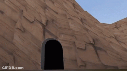 Three Cartoon Characters Standing In Front Of Tunnel GIF
