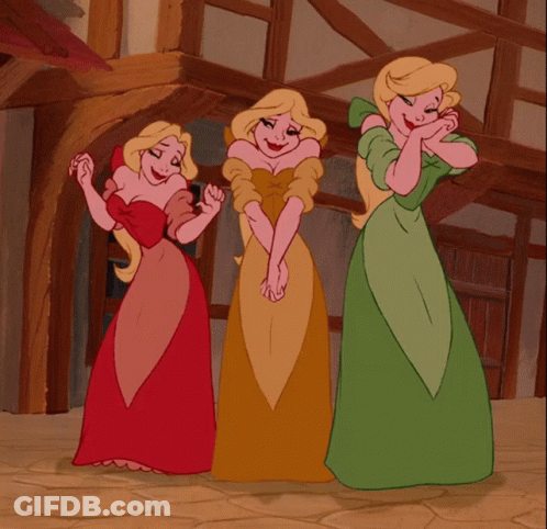 Three Cartoon Characters Standing Together GIF