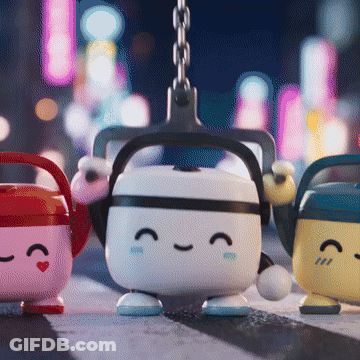 Three Cartoon Characters With Headphones On Sidewalk GIF
