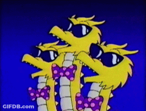 Three Cartoon Dragons Wearing Sunglasses And Bow Ties GIF