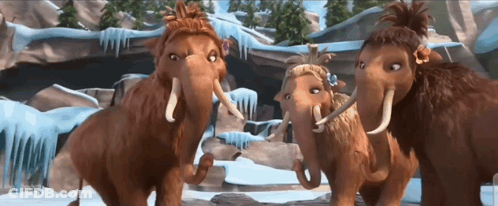 Three Cartoon Elephants Are Standing Next To Each Other GIF