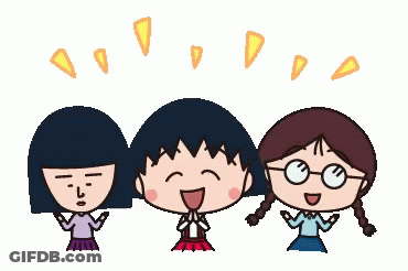 Three Cartoon Girls Are Standing Next To Each Other On A White Background And Smiling . GIF