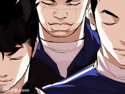 Three Cartoon Men With Eyes Closed GIF