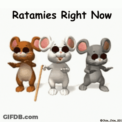 Three Cartoon Mice Ratamies Right Now GIF