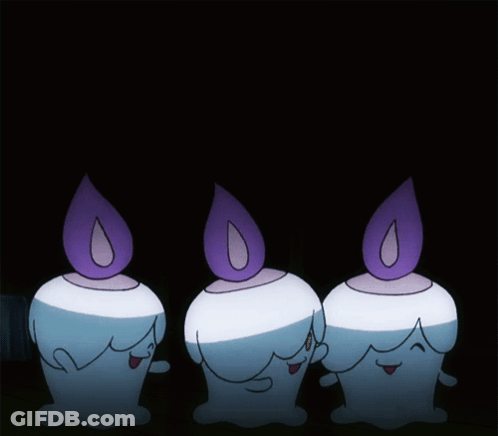 Three Cartoon Purple Candles GIF