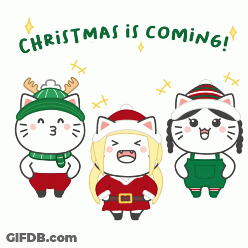 Three Cats Christmas Is Coming GIF