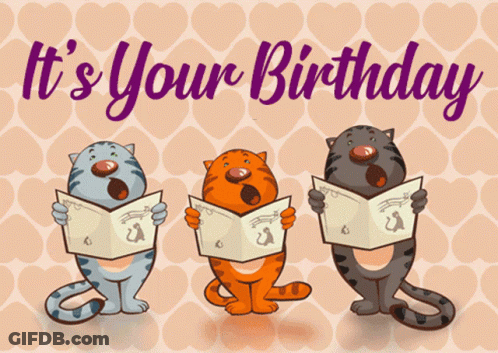 Three Cats Singing It's Your Birthday GIF