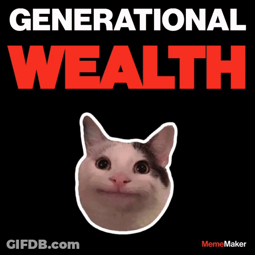 Three Cats With Generational Wealth Above GIF