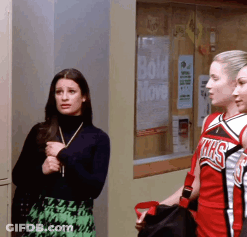 Three Cheerleaders In Front Of Bulletin Board With Bold Move Poster GIF