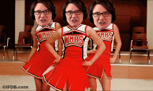 Three Cheerleaders In WMHS Uniforms GIF