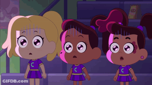 Three Cheerleaders With Letter C On Shirts GIF