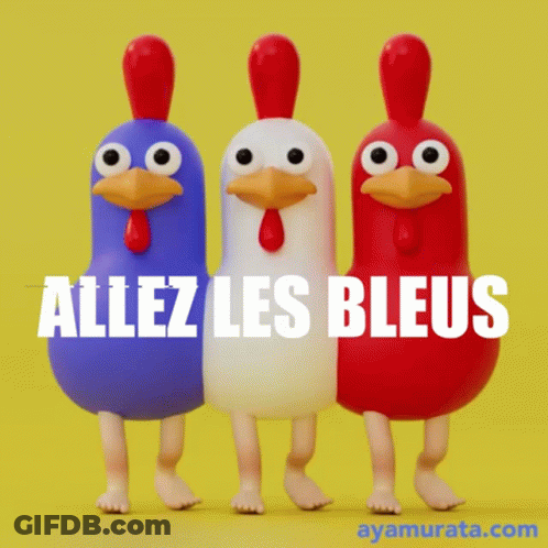 Three Chickens Standing Next To Each Other Allez Les Bleus GIF