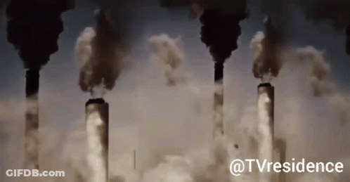 Three Chimneys With Smoke Coming Out Of Them And The Words @Tvresidence Below GIF