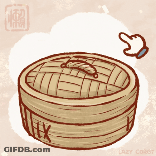 Three Chinchilla Inside Wooden Steamer GIF