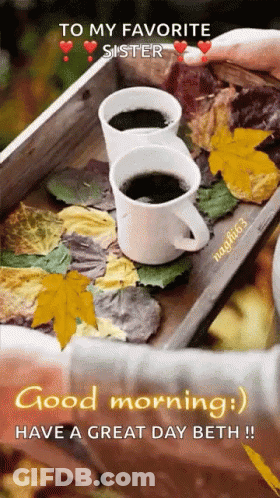 Three Coffee Cups On Wooden Tray GIF