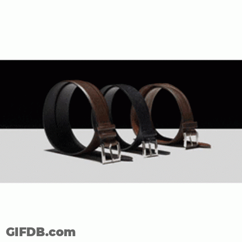 Three Colored Leather Belts Lined Up GIF